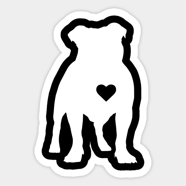 Bulldog Heart Silhouette Sticker by LetsBeginDesigns